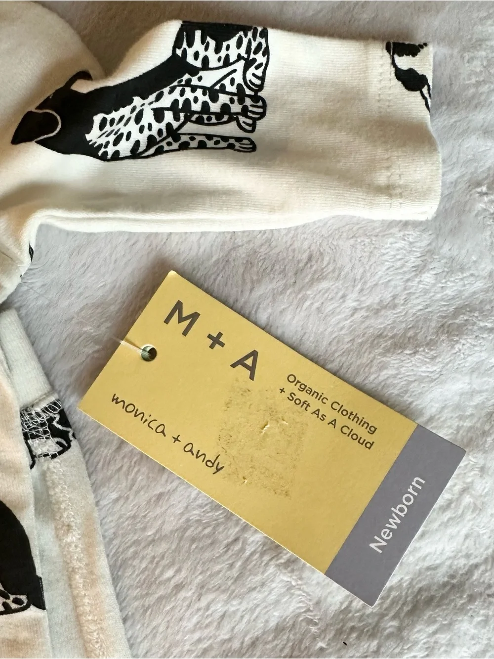 M+A Organic Cream & Black Puppy Print Kids Matching Set